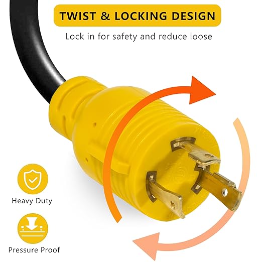 30 Amp to 110V Generator Adapter - NEMA L5-30P Male to 3 of 5-20R/5-15R Female, 3-Prong Twist Lock Plug with ETL Listed, Heavy-Duty 1FT Power Adapter Plug Cord for RV, Household, Outdoor Use