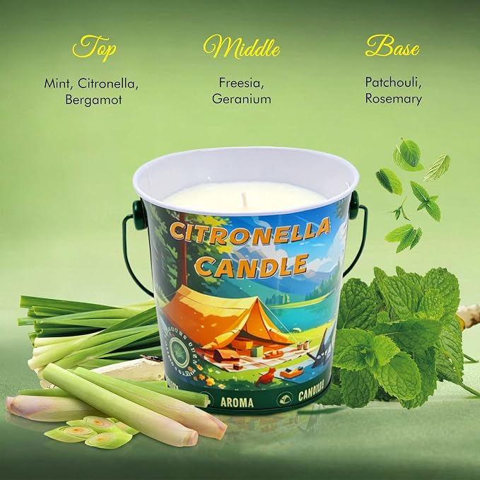 Peppermint Citronella Candles Outdoor, 21.2oz 120H Soy Citronella Candles Long Burning, 3 Wicks Non Toxic Summer Candle for Patio, Garden, Camping, Organic Candle Gifts for Home Scented