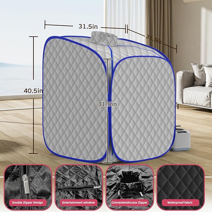 Portable Steam Sauna at Home, 9 Levels Heating, Sauna Tent for Home with Steamer and Folding Chair, Sauna for Relaxation, Detoxification, Spa