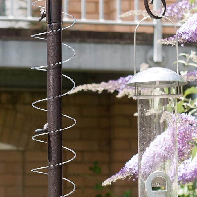 3 Pieces Squirrel Baffle Metal Spring Device Squirrel Barrier Spring Type Coil Outdoor Bird Feeder Accessories for Bird Feeder Poles (3)