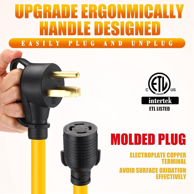 Tellegloww NEMA 6-50P to L14-30R 6.6 FT 30 Amp Welder Adapter Cord, 3 Prong 50amp Welding Outlet to 4 Prong 30amp Generator Locking Plug, Generator to Welder Adapter STW 10 AWG, ETL Listed