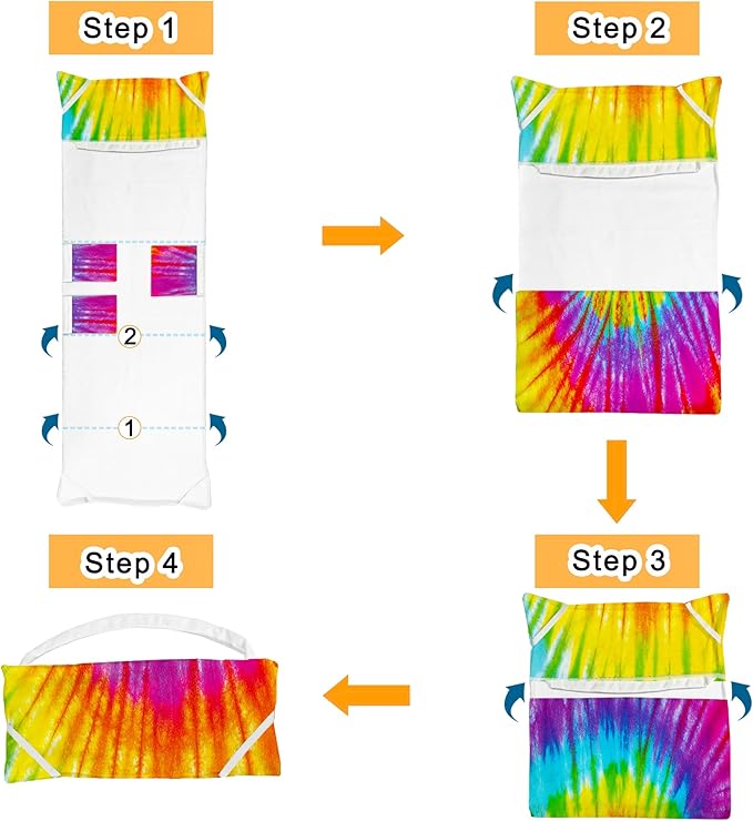 Lounge Chair Towel Cover, Tie Dye Style Chaise Lounge Cover (Pack of 2), Beach Chair Covers with Pockets for Pool Sunbathing Beach Garden Courtyard Outdoor Trips, 85 x30 in, Rainbow Red
