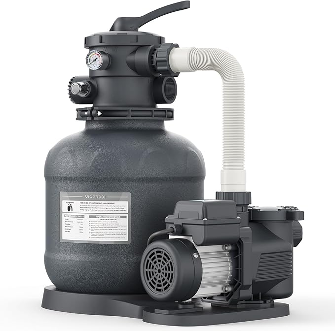 Sand Filter Pump for Above Ground Pool, Pool Pumps Above Ground with Timer, Pool Sand Filter with 6-Way Valve, Efficient Filtration, 13in, Up to 13,000 Gallons