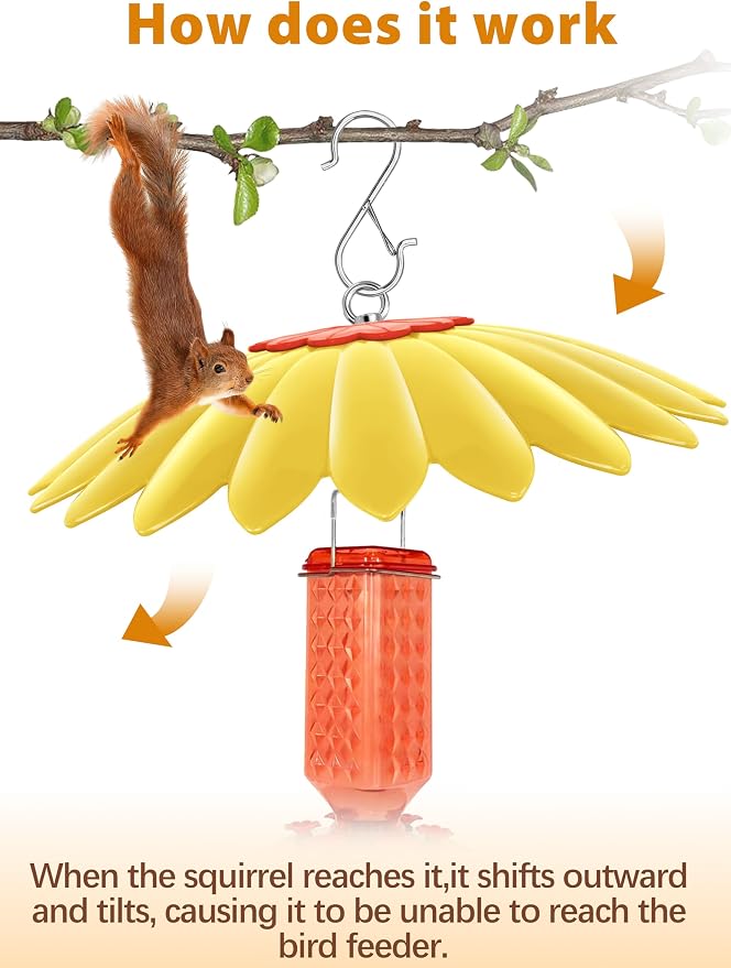 10.5 inch Hummingbird Feeder Shade Dome Cover,Rain Guard,Weather Guard for Bird Feeder, Umbrella Cover for Bird House for Outdoor,Squirrel Baffle,Flower Design(Yellow) 2 Pack