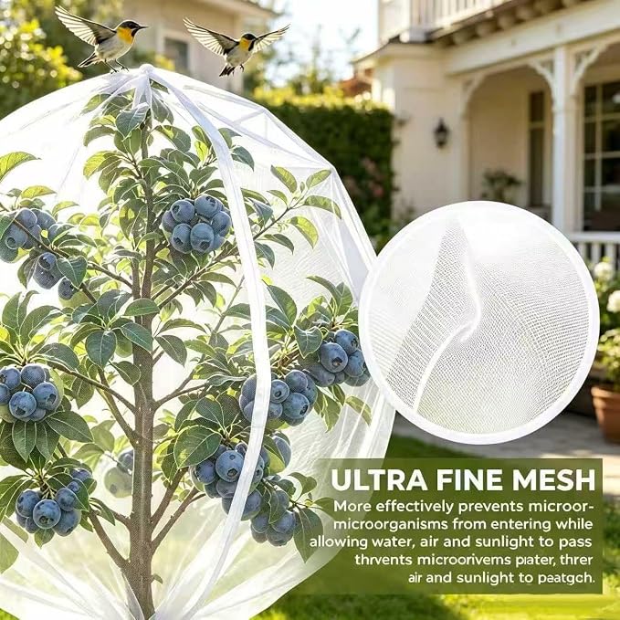 2-Pack 13x10FT Fruit Tree Netting BagsFruit Tree Netting with Zipper and Drawstring, Heavy Duty Bird Netting for Fruit Trees，Reusable Mesh Covers， Prevent Cicadas Bird Squirrel