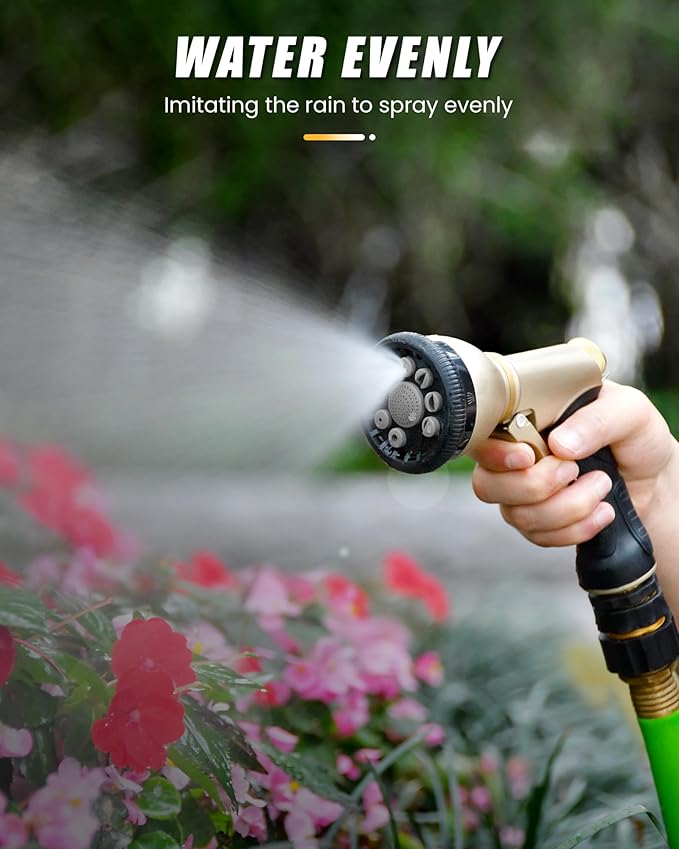 RAINPOINT Garden Hose Nozzle, 9 Spray Patterns Hose Sprayer Nozzle, Heavy Duty Metal Water Hose Nozzle, Adjustable Hand Sprayer, Watering Plants and Lawn, Pet Showering, Gray