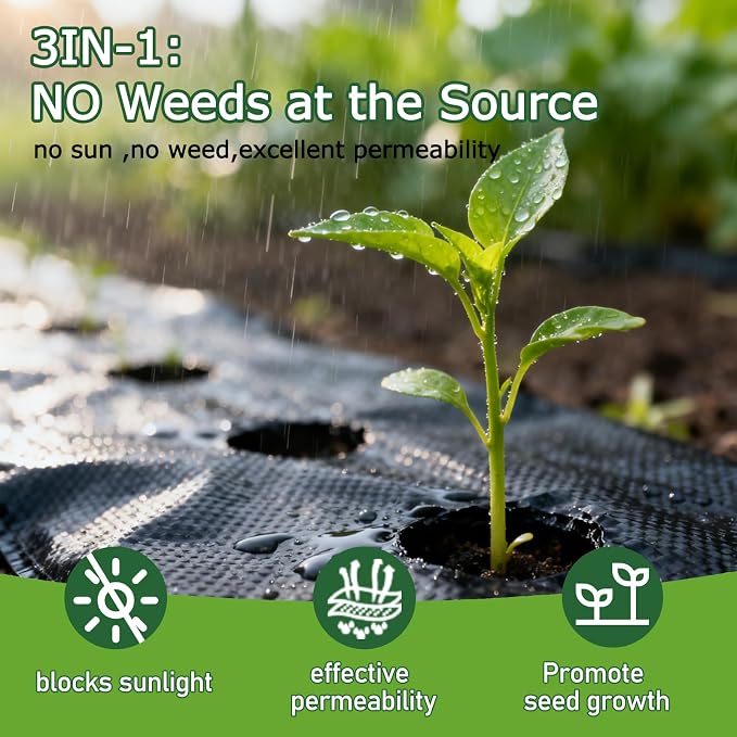 Garden Weed Barrier Landscape Fabric,4FTx100FT Weed Block Fabric Heavy Duty 3.2OZ,Woven Mulch for Landscaping Ground Cover Weed Control Fabric, Black Garden Bed Liner