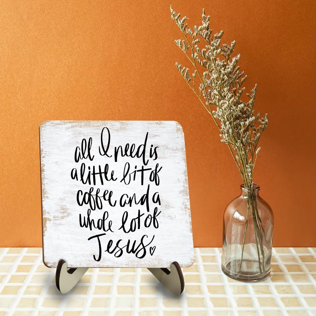 Inspirational Wood Sign Rustic Desk Decor Home Cubicle Office Decor Work Table Office Accessories Decorative Christian Religious Bible Verse Faith Decorations Office Supplies Cubicle Decor
