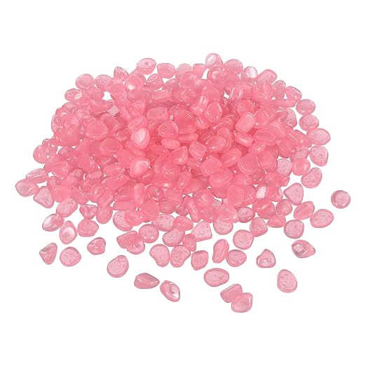 Glow in the Dark Stones, Luminous Pebbles Stones Glowing Rocks Decorative Light Up Pebbles 1000 Pcs & Pink -Fitting for (Fish Tank/Outdoor Garden Decor/Yard/Walkway)
