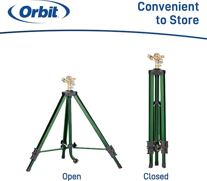 6-Pack Orbit 58308Z Brass Impact Sprinkler on Tripod Base - Heavy-Duty Brass Sprinklers on Tripod.