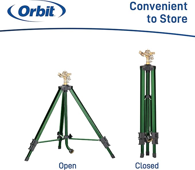 3-Pack Orbit 58308Z Brass Impact Sprinkler on Tripod Base - Heavy-Duty Brass Sprinklers on Tripod.