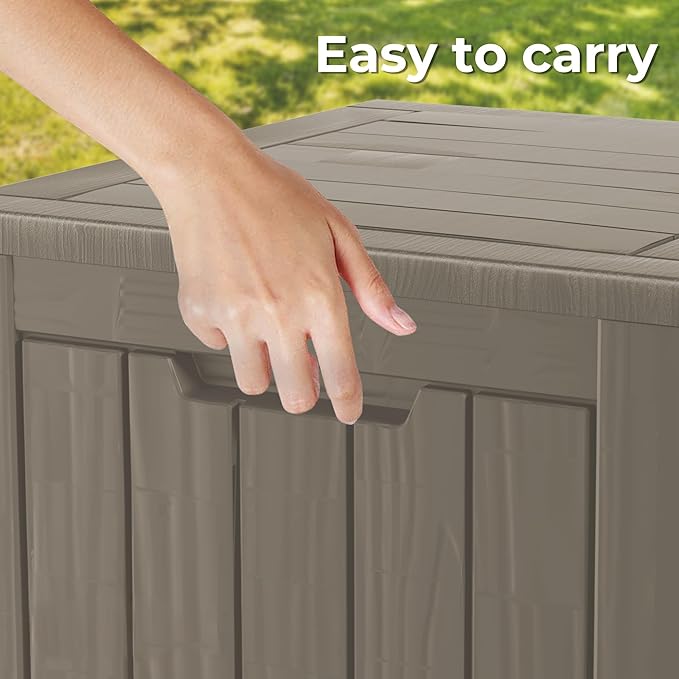 Outdoor Storage Box 30GAL Waterproof Resin Deck Box,UV-Resistant Lockable Package Delivery Bin for Garden Tools,Small Patio Outside Cushions,Pool Accessories Supplies,Chest,Furniture,Brown