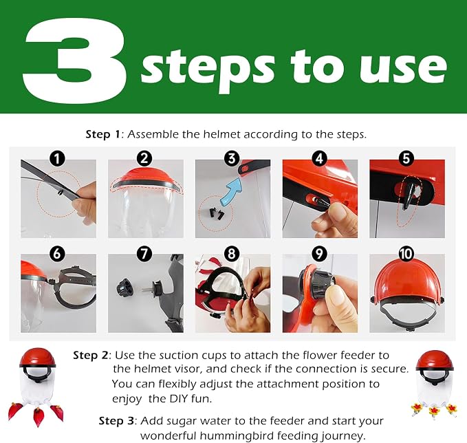 2 Pack 2025 Upgraded Hummingbird Feeder Helmet | Popular Hummingbird Mask Feeder | 3 Spill-Resistant Ports, Fog-Resistant Lens, Adjustable Headband for All Head Sizes