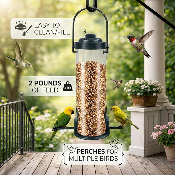 Squirrel-Proof Wild Bird Feeder, Hanging Design, Green
