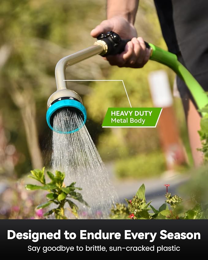 RAINPOINT Watering Wand, 16 Inch Metal Garden Hose Wand with 9 Spray Patterns, Long Hose Sprayer Nozzle For Hanging Baskets, Shrubs,Lawn (Blue)