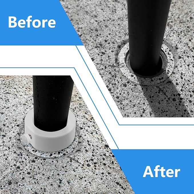 Pool Umbrella Pole Stabilizer Sleeve Adapter - Fit 1.5" & 1.35" Umbrellas Hole Holder Insert for Single-Threaded Baja Deck Pools Sleeves, Reducing Moving and Hold Umbrella in Place (White)
