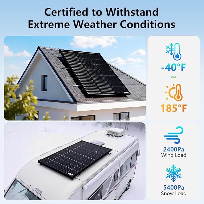 Solar Panels 100W 18V, Solar Panel for RV, N-Type 25% High Efficiency PV Module Solar Charger 16BB Waterproof IP68 for 12V Battery Shed Cabin Van Camp Boat Home Farm Off-Grid (38.6"x22.8", Single)