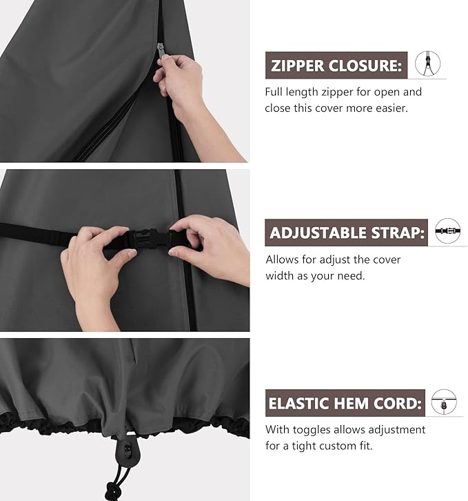 ULTCOVER Patio Parasol 600D Waterproof Outdoor Offset Banana Style Umbrella Cover - Fits Cantilever Offset Umbrella 12-14 Feet, Black