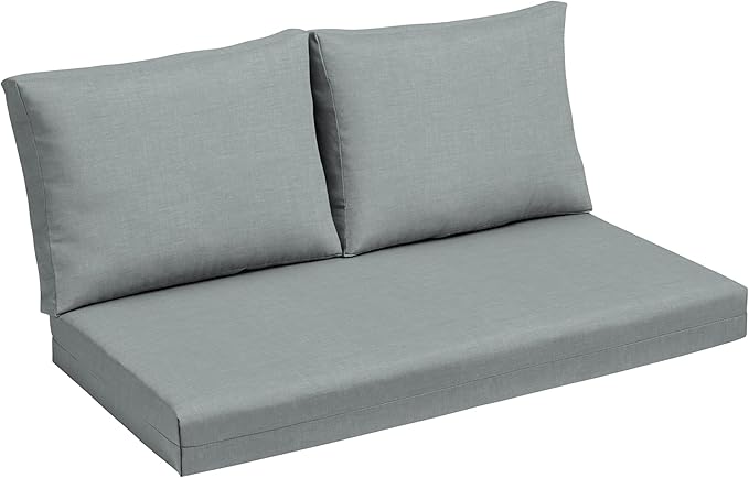 Arden Outdoor Loveseat Cushion Set, 48 x 24, Water Repellent, Fade Resistant, Cushion Set for Couch, Bench, and Swing, Stone Grey Leala