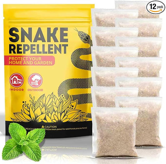 Snake Repellent for Yard Powerful, Best Rattlesnake Repellent Indoor Pet Safe, Snake Away for Outdoor, Nature Snakes Be Gone for Lawn Garden Coop Farm Camping, Snakes Deterrent 12 Packs