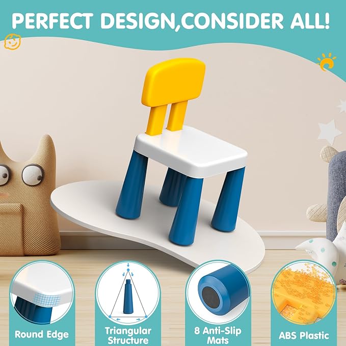 OCATO Plastic Toddler Chairs: 2 Pcs Kids Chairs for Table Step Stool Lightweight Indoor or Outdoor School Camping Playroom Nursery Beach Activity Small Chair for Kids Boys Girls Birthday Gifts Age 3