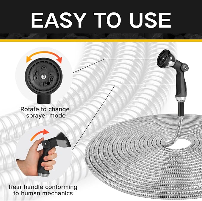 Garden Hose Nozzle Water Spray with 10 Adjustable Watering Patterns &On Off Valve for Easy Water Control - High Pressure Water Hose Nozzle for Garden Hose
