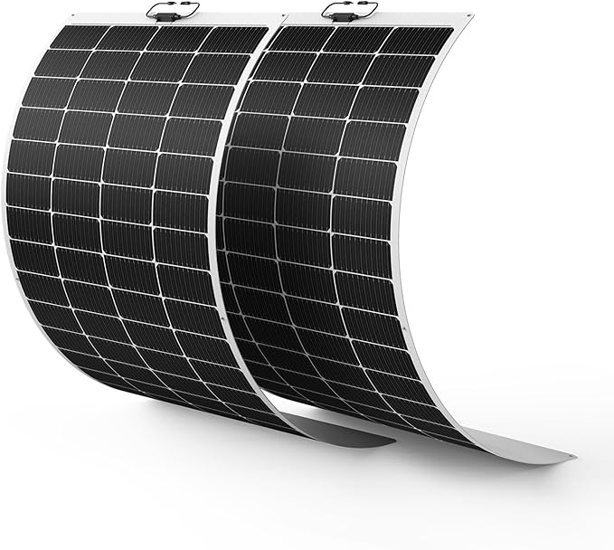 400W Flexible Solar Panel Set (2x200W), Cool-Running White Design, Premium ETFE Solar Array, Weatherproof Power Solution for Catamaran, Large RV, and Shed