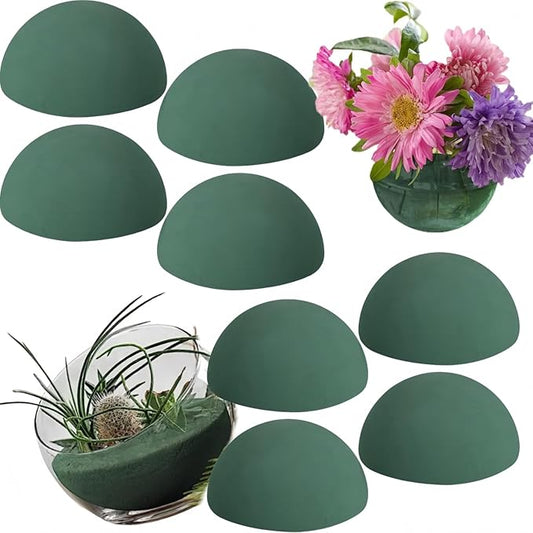 8 Pack Round Floral Foam Half Ball,Wet & Dry Flower Foam for Fresh or Artificial Flower Arrangements, Florist Foam,Plant Foam for Wedding, Birthdays, Party, Home Decorations(5.5 x 2.75 inches)