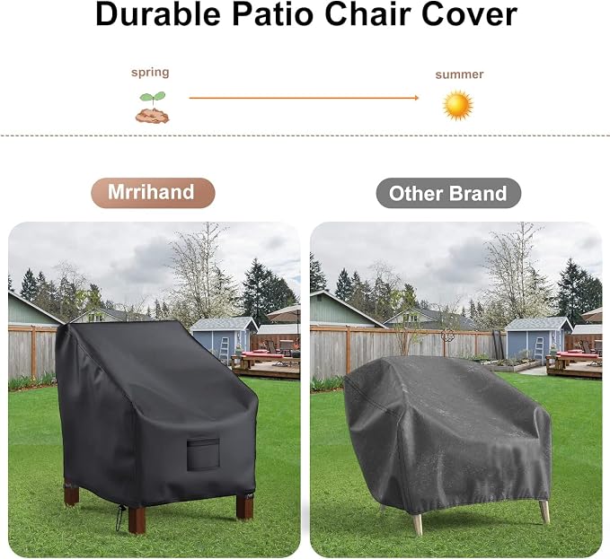 Mrrihand Patio Chair Covers Waterproof, Lounge Deep Seat Cover, Heavy Duty Outdoor Lawn Patio Furniture Covers (35" W x 38" D x 31" H - 2 Pack)