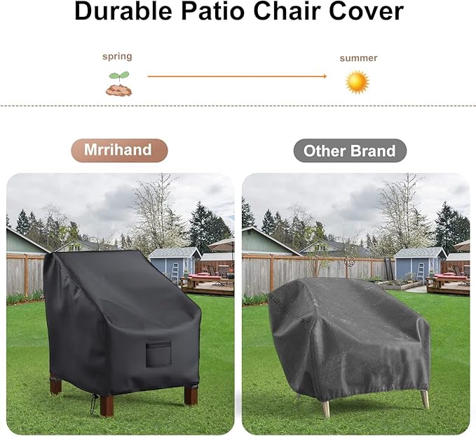 Mrrihand Patio Chair Covers Waterproof, Lounge Deep Seat Cover, Heavy Duty Outdoor Lawn Patio Furniture Covers (32" W x 37" D x 36" H - 2 Pack)