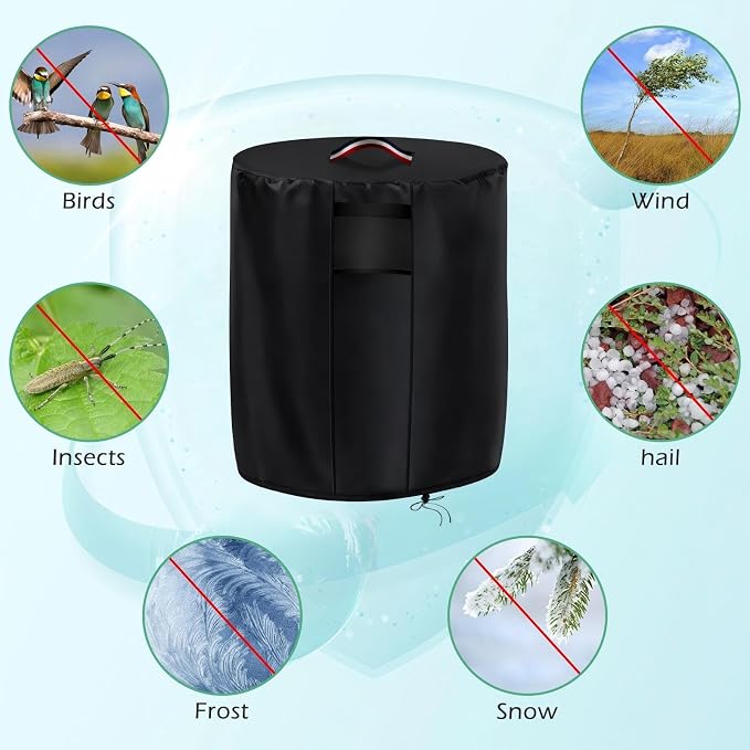 Planter Cover, for Veradek Demi Series Round Planter with Stand, Heavy Duty Frost Cover for Outdoor Winter Frost Cold Weather, Black 15"D x 22"H