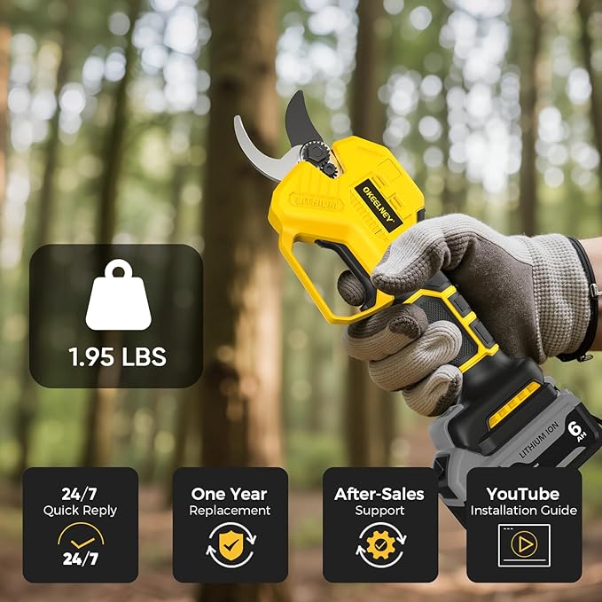 Electric Pruning Shears for DeWalt 20V Max Battery, Brushless Cordless Branch Cutter Pruner with 1.4 inch Cut Capacity for Tree trimming, Shrubs, Gardening - 1 YEAR WARRANTY