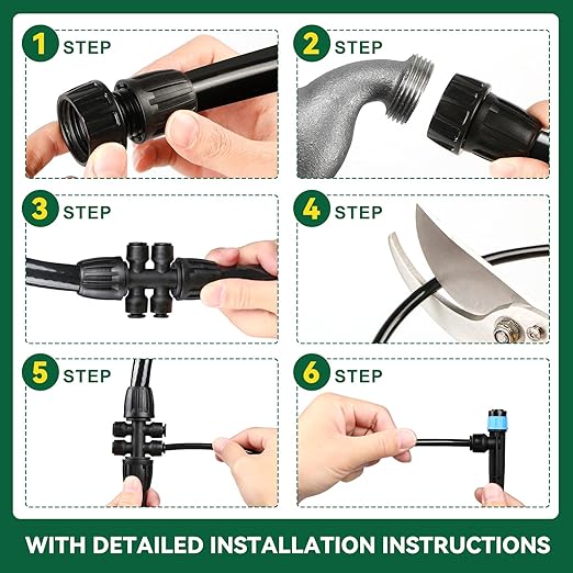 Drip Irrigation System for Garden, 2026-Upgraded Quick Connect Garden Watering Kit All-in-One with 1/2 inch 1/4 inch Irrigation Tubing for Garden, Lawn, Greenhouse, Raised Beds (91FT)