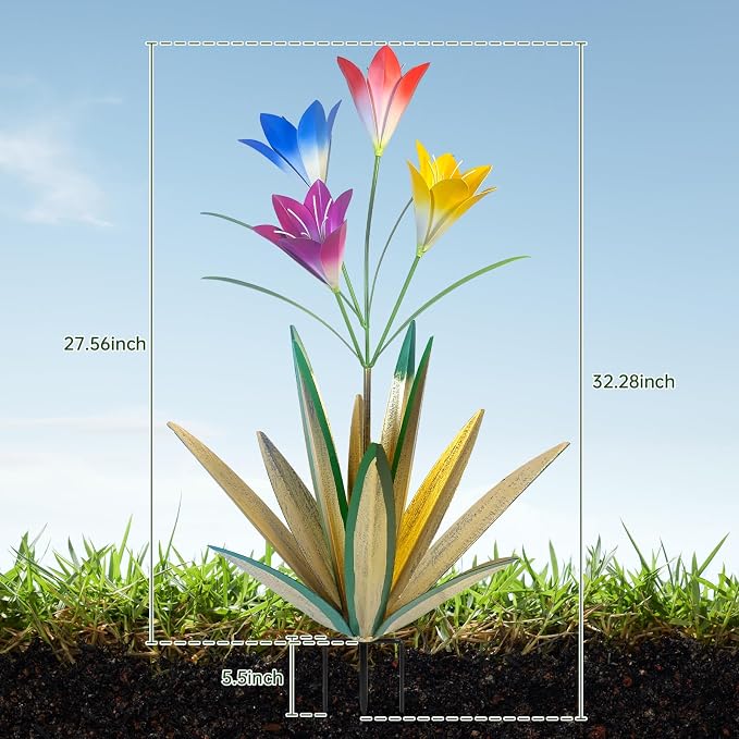 TOMBABY 32.28 Inch Metal Agave Plant Outdoor Decoration Lily Mexican Yard Art Garden Gift Home Decor Hand Painted Metal Agave Garden Yard Statue (1pc, Grass Green)