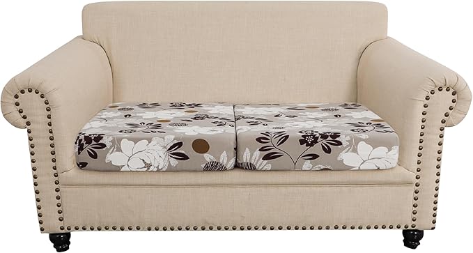 FORCHEER Waterproof Patio Cushion Covers Set of 2 19-24in Floral Printed Stretch Outdoor Cushion Covers for Patio Furniture Washable