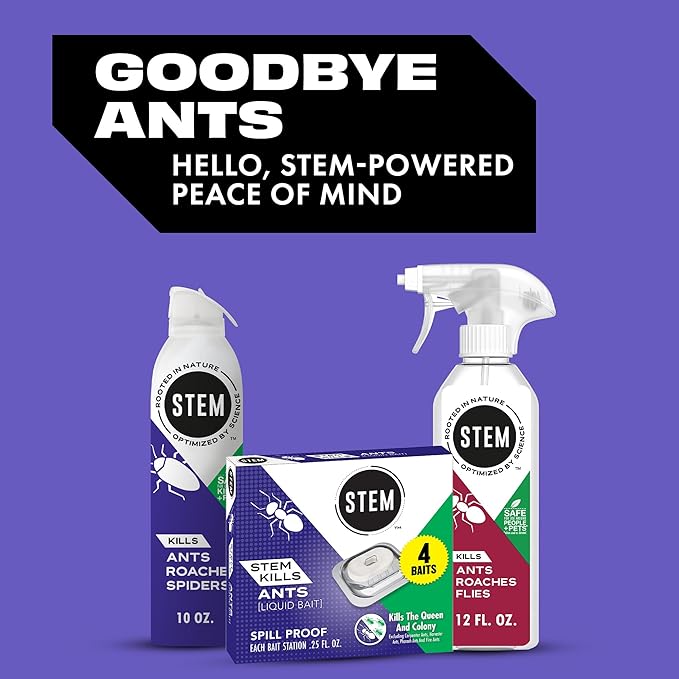 STEM Liquid Ant Baits, Kills The Queen and Colony, for Indoor Use, 12 Spill Proof Bait Stations
