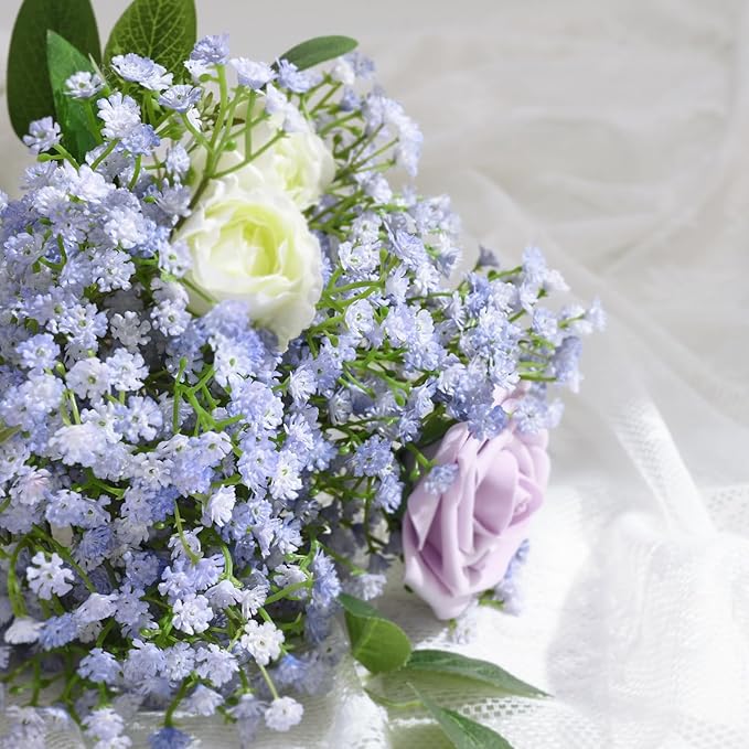 Yastouay Babys Breath Artificial Flowers, 12Pcs Fake Babys Breath Flowers Artificial Bulk, Real Touch Faux Babies Breath Gypsophila Bouquet for Wedding Centerpiece Floral Arrangement Party Decor