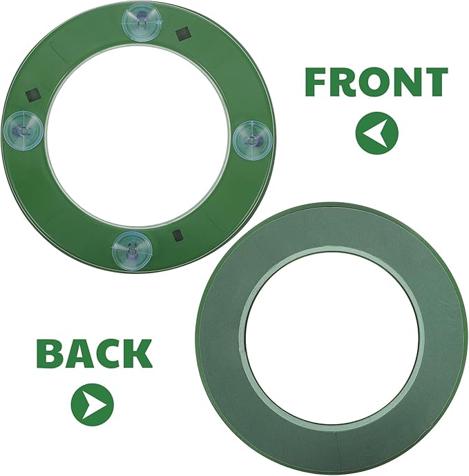 2Pcs Floral Foam Ring 11.81" Flower Foam Wreath Base with Suction Cup, Wet Floral Foam Wreath for Artificial & Fresh Flowers, for Wedding Car Table Centerpiece Florist Flower Arrangement