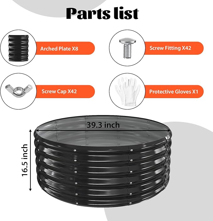 YSEJOMP 40 Inch Round Galvanized Fire Pit Ring/Fire Ring - Foldable and Perfect for Outdoor Gatherings and Campfires in The Yard/Garden/Park/Beach (Black+Gray, 3.3 FT Diameter+1.5 FT Tall)