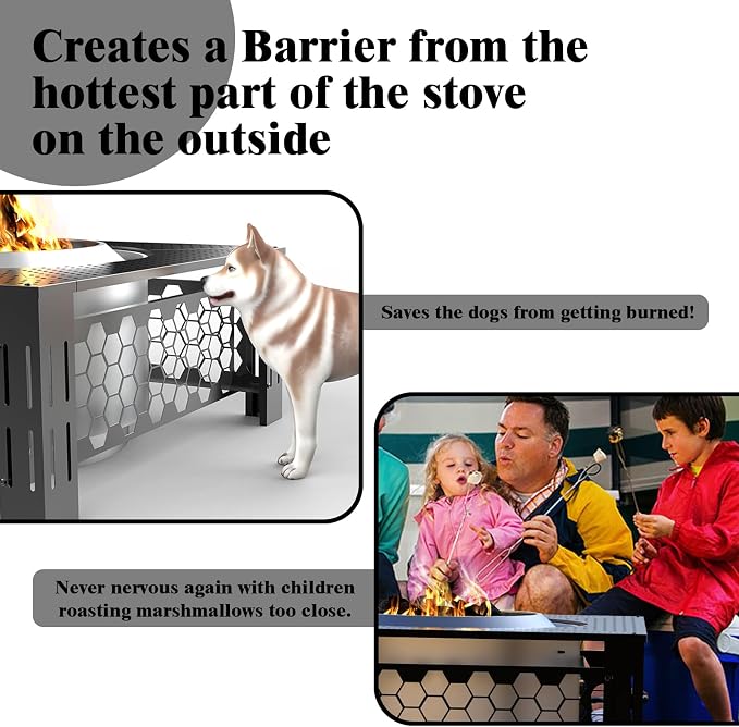 Fire Pit Surround Tabletop Use for Solo Stove Bonfire Ranger Yukon 2.0, Adjustable Surround Tabletop for Solo Stove Mesa with UV-Resistant Outdoor Fabric, Metal Black for Indoor Outdoor Use
