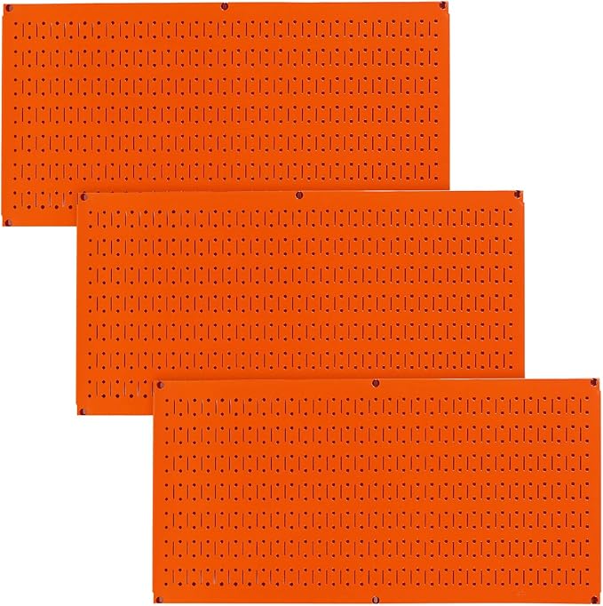 Wall Control Pegboard Value Pack - (3) Pack of Wall Control 16-Inch Tall x 32-Inch Wide Horizontal Orange Metal Wallboards for Home & Garage Tool Storage Organization (Orange Pegboard)
