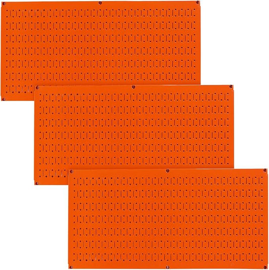 Wall Control Pegboard Value Pack - (3) Pack of Wall Control 16-Inch Tall x 32-Inch Wide Horizontal Orange Metal Wallboards for Home & Garage Tool Storage Organization (Orange Pegboard)