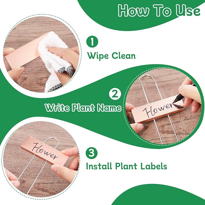 WSICSE 50-Pack Metal Garden Plant Labels, 10.6" Waterproof Garden Markers with Pen Reusable Nursery Tags for Vegetables Flower Seed Greenhouse