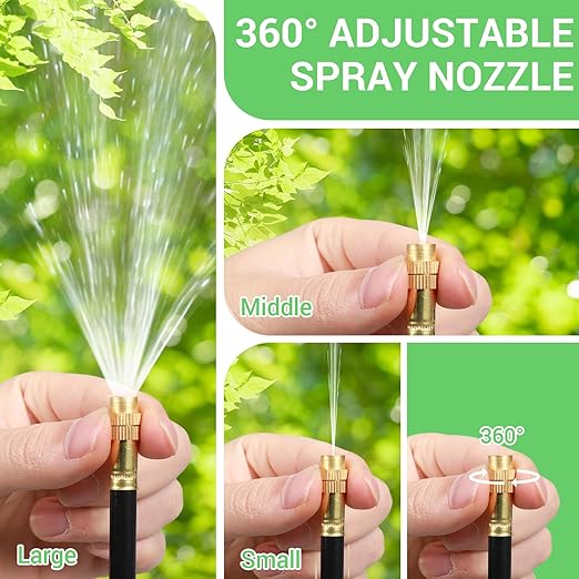 49.21FT Drip Irrigation System, 360° Adjustable Sprinkler Irrigation Kit, Plant Mister System for Garden Watering