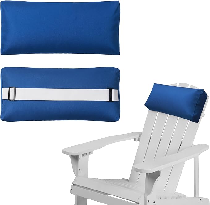 Chaise Lounge Head Pillow, 2 Pack Outdoor Lounge Chair Pillows with Adjustable Strap Longue Head Pillow Headrest Pillows for Patio Backyard Beach Pool Garden Recliner(Royal Blue)
