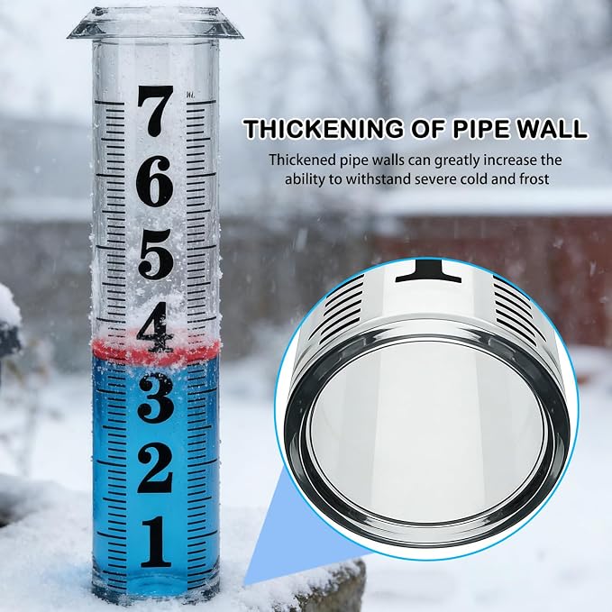 Rain Gauge Replacement Tube, Accurate Rain Gauges Outdoors Best Rated, 7" Capacity Plastic Rain Gauge Tube Replacement for Yard & Garden, Water Gauge for Rain, 1 Rainfall Meter Tube with 1 Clean Brush