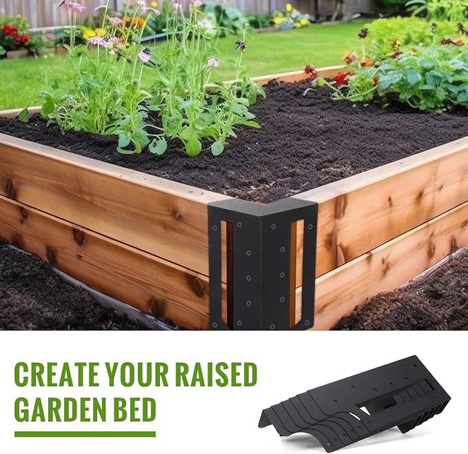 MorningRo 12 Pack Raised Garden Bed Corner Brackets with Securing Lip Fits Lumber up to 2" x 12" Metal Garden Corner Bracket for Wood Frame Bed 4.7" L x 2" W x 10.5" H