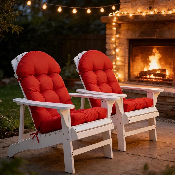 Enipate Weather Resistant Cushions for Adirondack Chair High Back Rocking Chair Cushion Indoor Outdoor Patio Tufted Lounge Cushion Seat Pads