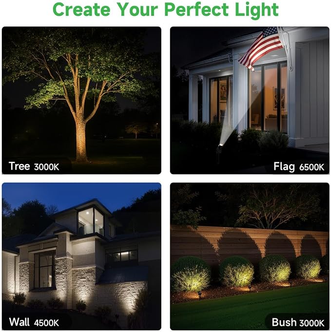 Solar Spot Lights Outdoor, Adjustable Beam Focus Uplights for Trees, Waterproof Separate Panel Bright Spotlight, LED Warm White & Daylight Selectable for House Exterior Flag 2 Pack