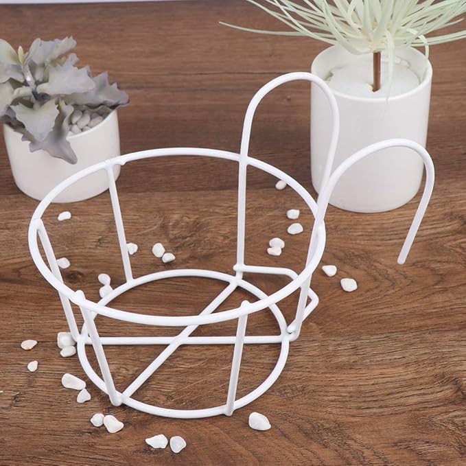 1 Pack Hanging Railing Planters Flower Pot Holders Plant Iron Racks Fence Metal Potted Stand Mounted Balcony Round Plant Baskets Shelf Container Box for Indoor and Outdoor Use-White,Garden Steel Pots